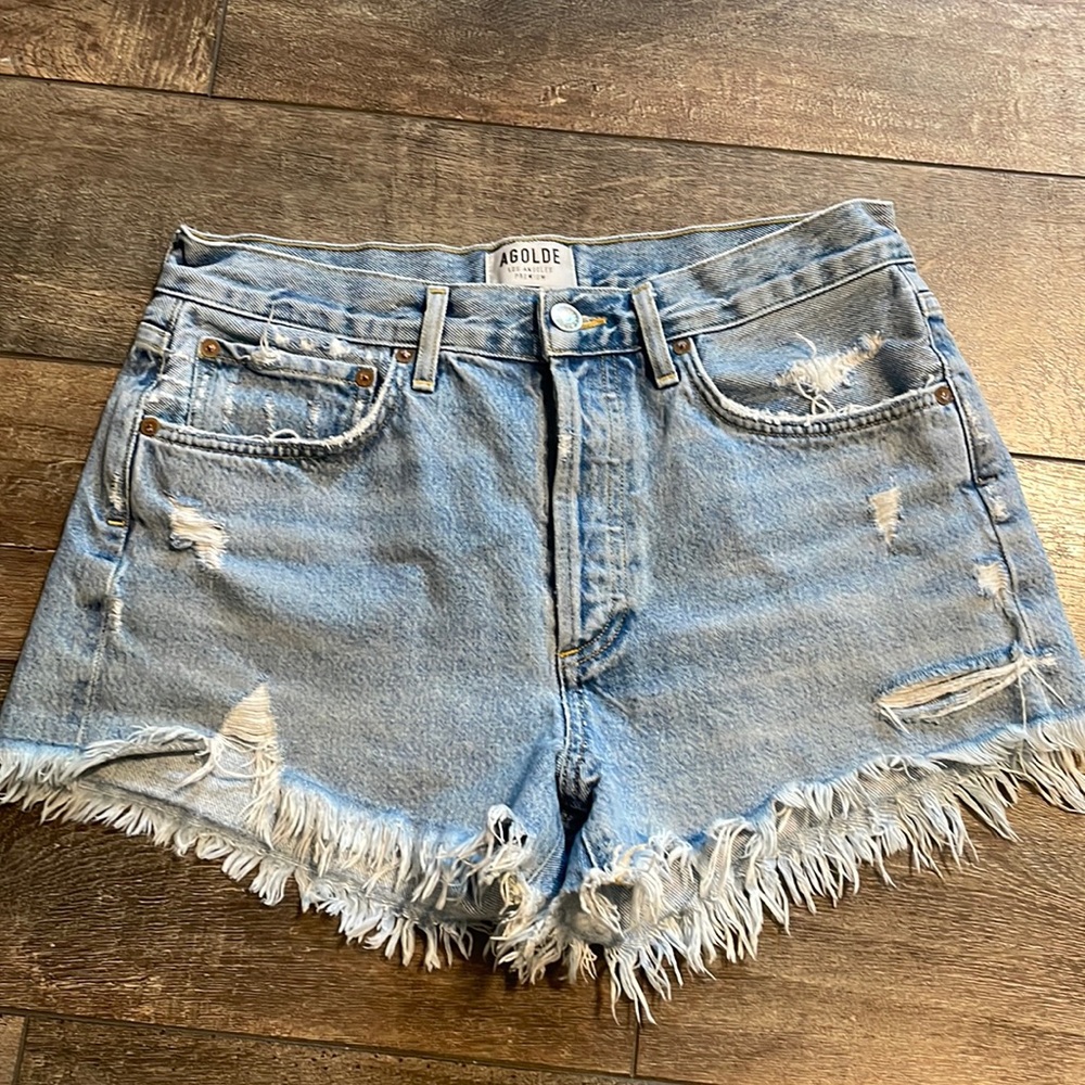 Agolde parker, denim short in size 27.